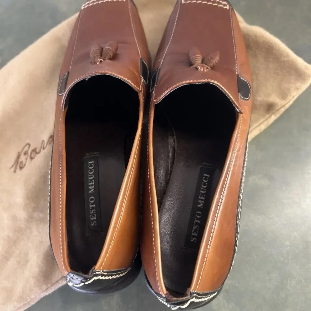 Sesto Meucci Italy Leather Tassel Driving Loafers Womens Size 5 Vintage